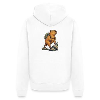 Capybara in Autumn Leaves - Unisex Premium Bio Zip Hoodie - Weiß - Hinten - Thijin (182cm)