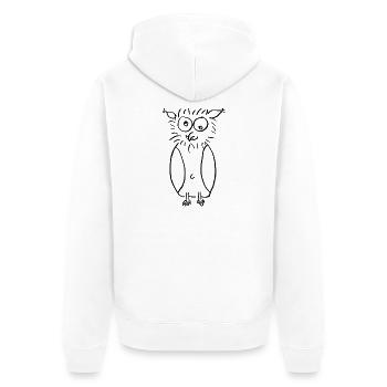 Eule  - Unisex Premium Bio Zip Hoodie - Weiß - Hinten - Thijin (182cm)