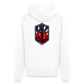 Union Jack Schild Boxhandschuhe - Unisex Premium Bio Zip Hoodie - Weiß - Hinten - Thijin (182cm)