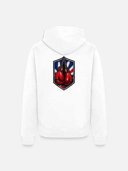 Union Jack Schild Boxhandschuhe - Unisex Premium Bio Zip Hoodie - Weiß