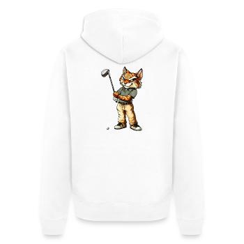 Luchs Golf - Unisex Premium Bio Zip Hoodie - Weiß - Hinten - Thijin (182cm)