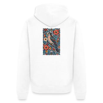 Gotische Whimsigoth-Raben-Krähe-Blumenvogelkunst - Unisex Premium Bio Zip Hoodie - Weiß - Hinten - Thijin (182cm)