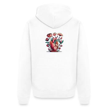 Explosion d’anatomie florale du cœur - Veste à capuche bio Premium Unisexe - blanc - Dos - Thijin (182cm)