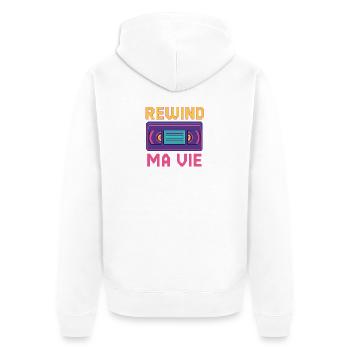 Rewind My Life Retro Kassette - Unisex Premium Bio Zip Hoodie - Weiß - Hinten - Thijin (182cm)
