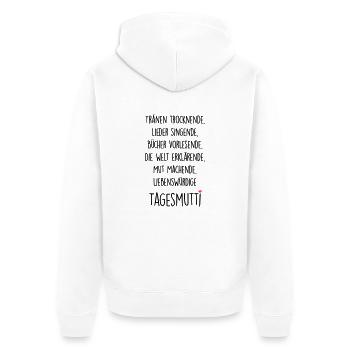 Tagesmutti - Unisex Premium Bio Zip Hoodie - Weiß - Hinten - Thijin (182cm)