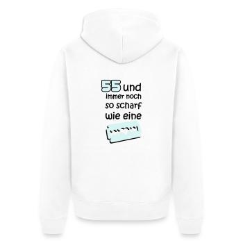55 fünfundfünzigster anniversaire: et toujours - Veste à capuche bio Premium Unisexe - blanc - Dos - Thijin (182cm)