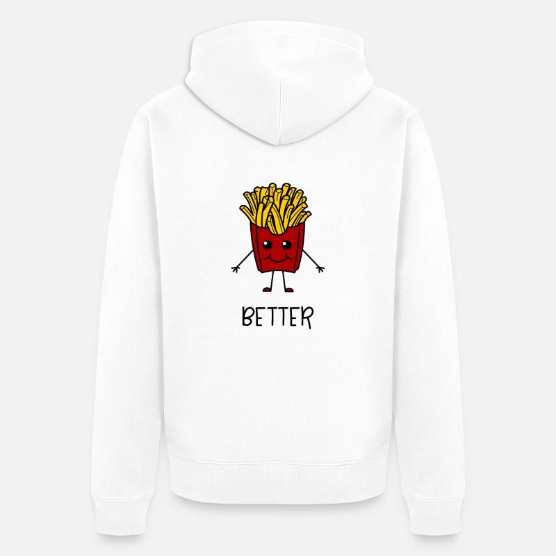 Frites Better Together 1 coordonnés pour le couple - Veste à capuche bio Premium Unisexe - blanc