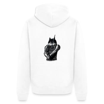 Wolf Duell - Unisex Premium Bio Zip Hoodie - Weiß - Hinten - Thijin (182cm)