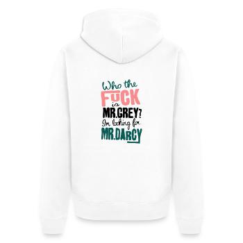 whothefk - Unisex Premium Bio Zip Hoodie - Weiß - Hinten - Thijin (182cm)