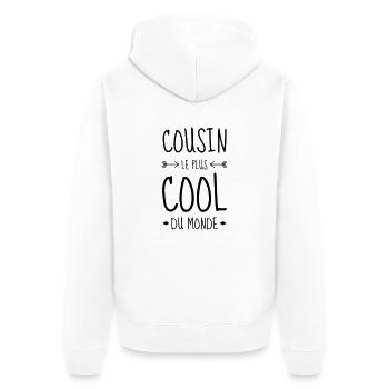 Onkel / Tante / Vetter / Cousin / Kusine - Unisex Premium Bio Zip Hoodie - Weiß - Hinten - Thijin (182cm)