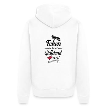 taken by girlfriend design - Unisex Premium Bio Zip Hoodie - Weiß - Hinten - Thijin (182cm)
