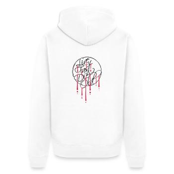 Live Fast Die - Unisex Premium Organic Zip Hoodie - white - Back - Thijin (182cm)