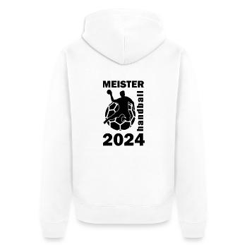 Handball Meister 2024 - Unisex Premium Bio Zip Hoodie - Weiß - Hinten - Thijin (182cm)