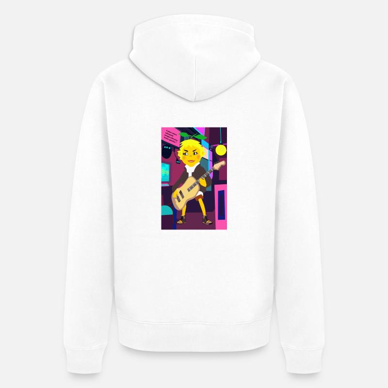 Cyber Lemon Rocker avec guitare - Veste à capuche bio Premium Unisexe - blanc