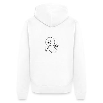 Gespenst - Unisex Premium Bio Zip Hoodie - Weiß - Hinten - Thijin (182cm)