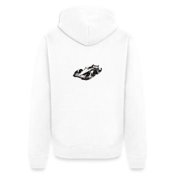 Motorsport Formel Design - Unisex Premium Bio Zip Hoodie - Weiß - Hinten - Thijin (182cm)