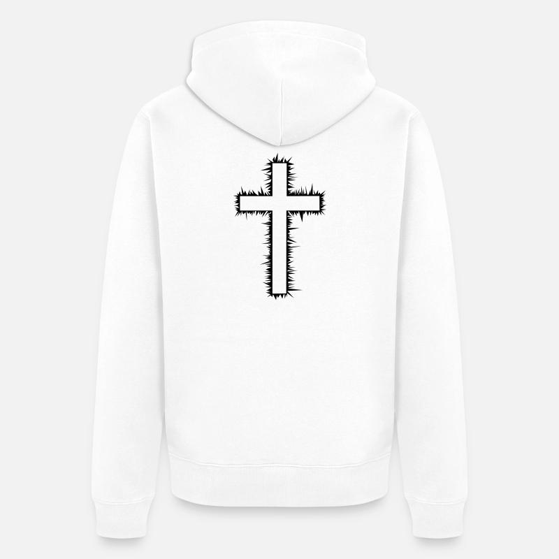 Croix (V) - Veste à capuche bio Premium Unisexe - blanc