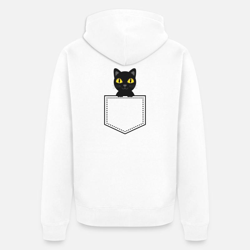 Chat noir animal de poche - Veste à capuche bio Premium Unisexe - blanc
