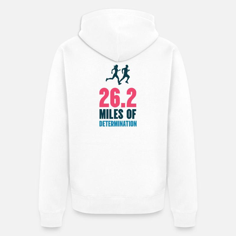 Marathon - 26,2 miles de détermination - Veste à capuche bio Premium Unisexe - blanc