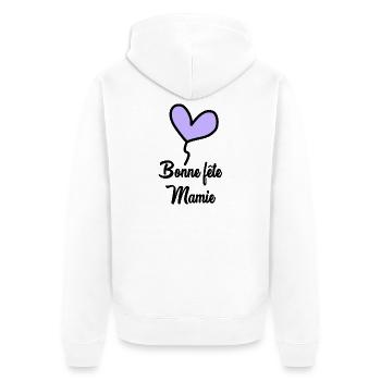 OMA. MUTTERTAG - Unisex Premium Bio Zip Hoodie - Weiß - Hinten - Thijin (182cm)
