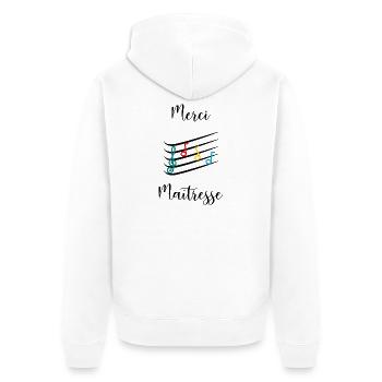 MISTRESS. THANK YOU. THANK YOU MISTRESS. MISTRESS - Unisex Premium Organic Zip Hoodie - white - Back - Thijin (182cm)