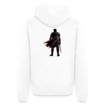Art épique de la silhouette du guerrier - Veste à capuche bio Premium Unisexe - blanc - Dos - Thijin (182cm)