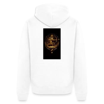 Golden Zodiac Collection – Sagittarius Astrology - Unisex Premium Bio Zip Hoodie - Weiß - Hinten - Thijin (182cm)
