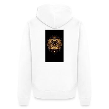Golden Zodiac Collection – Pisces Astrology Gold - Unisex Premium Bio Zip Hoodie - Weiß - Hinten - Thijin (182cm)
