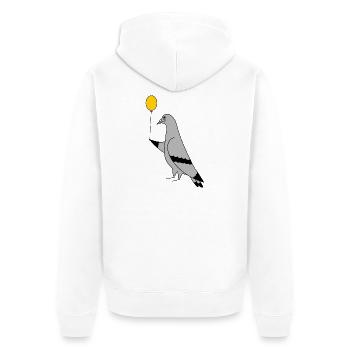 Pigeon with Balloon – Urban Minimal Art - Unisex Premium Organic Zip Hoodie - white - Back - Thijin (182cm)