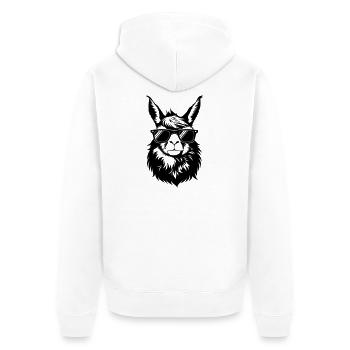 Cool llama head with sunglasses - Unisex Premium Organic Zip Hoodie - white - Back - Thijin (182cm)