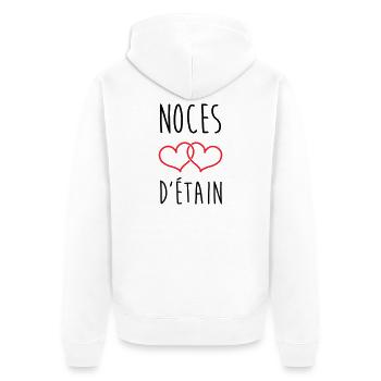 Zinnhochzeit 10 Jahre Hochzeit - Unisex Premium Bio Zip Hoodie - Weiß - Hinten - Thijin (182cm)