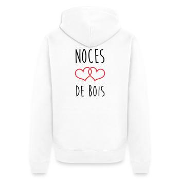 Noces de bois – 5 ans de mariage - Veste à capuche bio Premium Unisexe - blanc - Dos - Thijin (182cm)