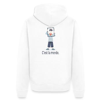 French Humor C’est La Merde Minimal Design - Unisex Premium Bio Zip Hoodie - Weiß - Hinten - Thijin (182cm)