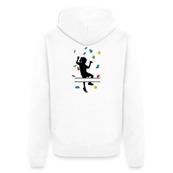Climbing Wall Girl – Individuelle Klettererin - Unisex Premium Bio Zip Hoodie - Weiß - Hinten - Thijin (182cm)