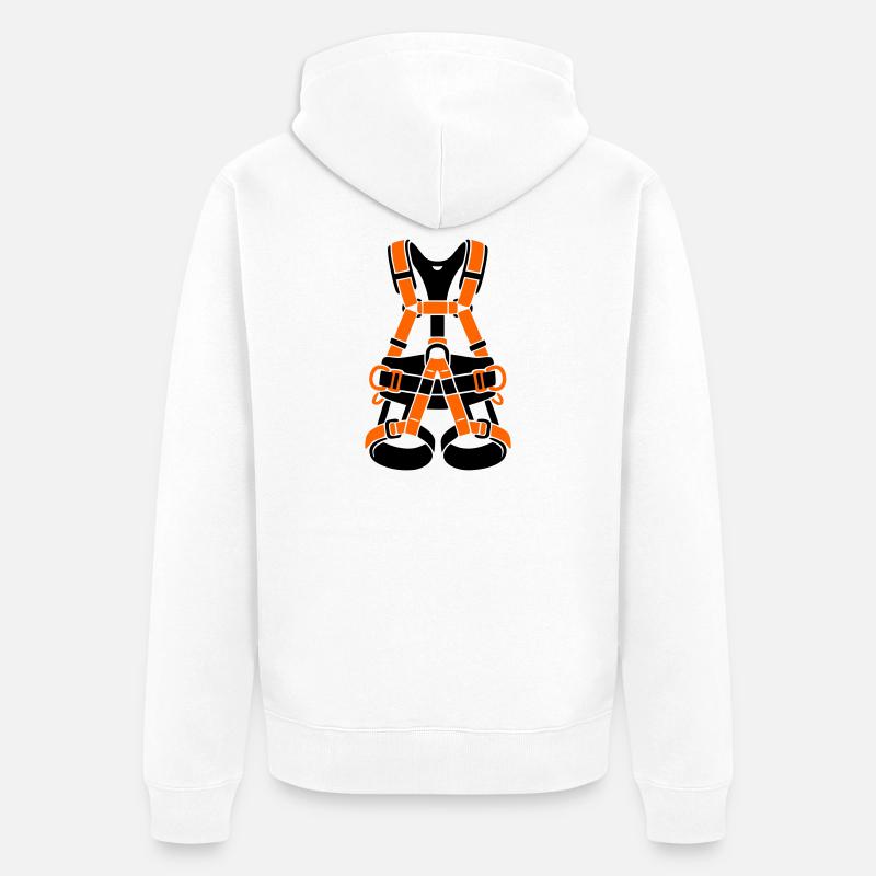 Klettergurt Baumpflege Baumkletterer Klettern - Unisex Premium Bio Zip Hoodie - Weiß