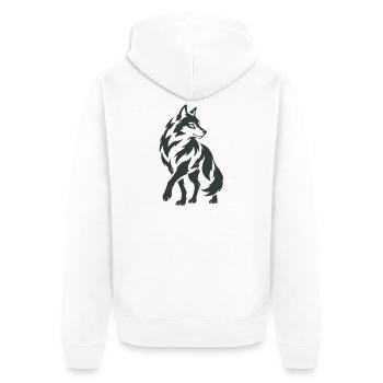 Geometric Wolf – Silhouette - Unisex Premium Organic Zip Hoodie - white - Back - Thijin (182cm)