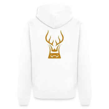 Flying Hirsch - Unisex Premium Bio Zip Hoodie - Weiß - Hinten - Thijin (182cm)