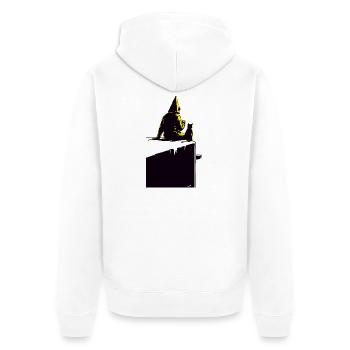 Coffeenaut auf der Spitze - Unisex Premium Bio Zip Hoodie - Weiß - Hinten - Thijin (182cm)
