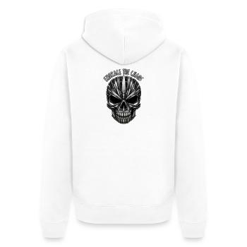 Klingen Schädel Chaos Umarmung - Unisex Premium Bio Zip Hoodie - Weiß - Hinten - Thijin (182cm)