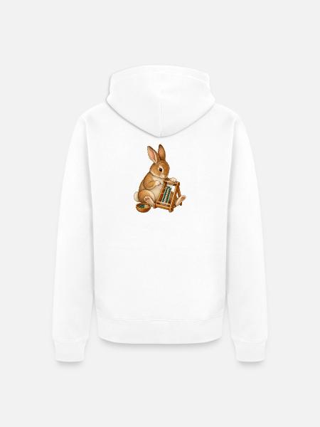 Kaninchen webt ein Perlenarmband - Unisex Premium Bio Zip Hoodie - Weiß