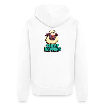 sheep happens - ist eben so, wie es ist - Unisex Premium Bio Zip Hoodie - Weiß - Hinten - Thijin (182cm)