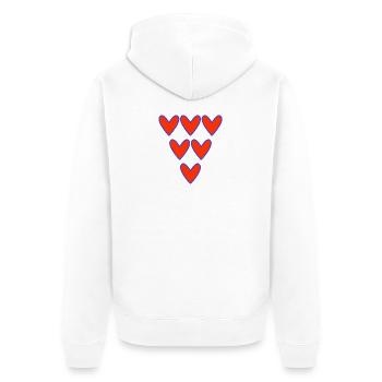 HERZ. HERZ. VALENTINSTAG. LIEBE. LIEBE. PAAR. - Unisex Premium Bio Zip Hoodie - Weiß - Hinten - Thijin (182cm)