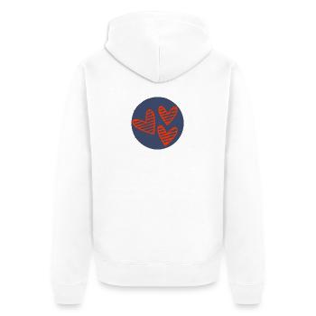 HERZ. VIELEN DANK. GELIEBTE. MEISTER. DANKE HERRIN. - Unisex Premium Bio Zip Hoodie - Weiß - Hinten - Thijin (182cm)
