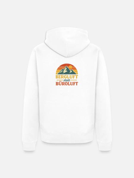 Bergluft statt Büroluft Retro Logo - Unisex Premium Bio Zip Hoodie - Weiß