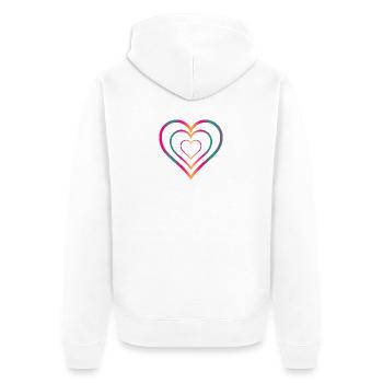 VIELEN DANK. GELIEBTE. MEISTER. HERZ. DANKE HERRIN. - Unisex Premium Bio Zip Hoodie - Weiß - Hinten - Thijin (182cm)