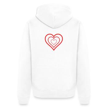VIELEN DANK. GELIEBTE. MEISTER. HERZ. DANKE HERRIN. - Unisex Premium Bio Zip Hoodie - Weiß - Hinten - Thijin (182cm)