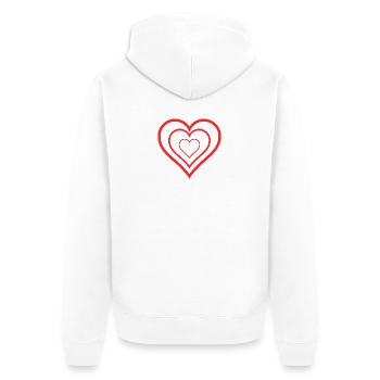 HERZ. MAMA. MUTTERTAG. PARTY. ALLES GUTE ZUM GEBURTSTAG - Unisex Premium Bio Zip Hoodie - Weiß - Hinten - Thijin (182cm)