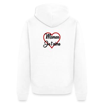MUTTERTAG. SCHÖNEN MUTTERTAG - Unisex Premium Bio Zip Hoodie - Weiß - Hinten - Thijin (182cm)
