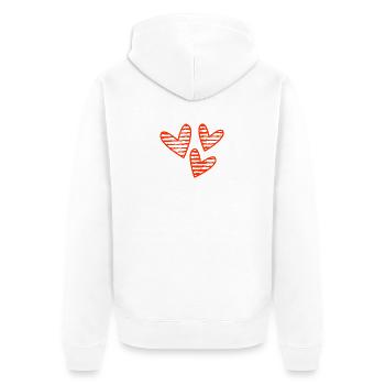 HERZ. HERZ. VALENTINSTAG. LIEBE. LIEBE. PAAR. - Unisex Premium Bio Zip Hoodie - Weiß - Hinten - Thijin (182cm)