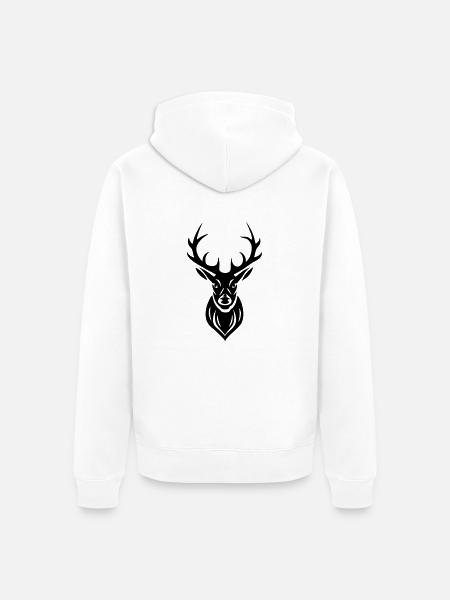 Hirsch Geweih - Unisex Premium Bio Zip Hoodie - Weiß